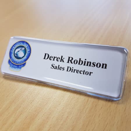 Domed name badge